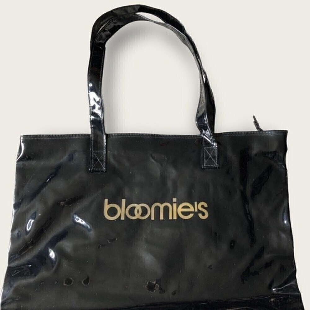 Vintage Bloomies Patent Thick Vinyl Shopping Bag Bloomingdale’s Shopper Tote - Picture 2 of 11